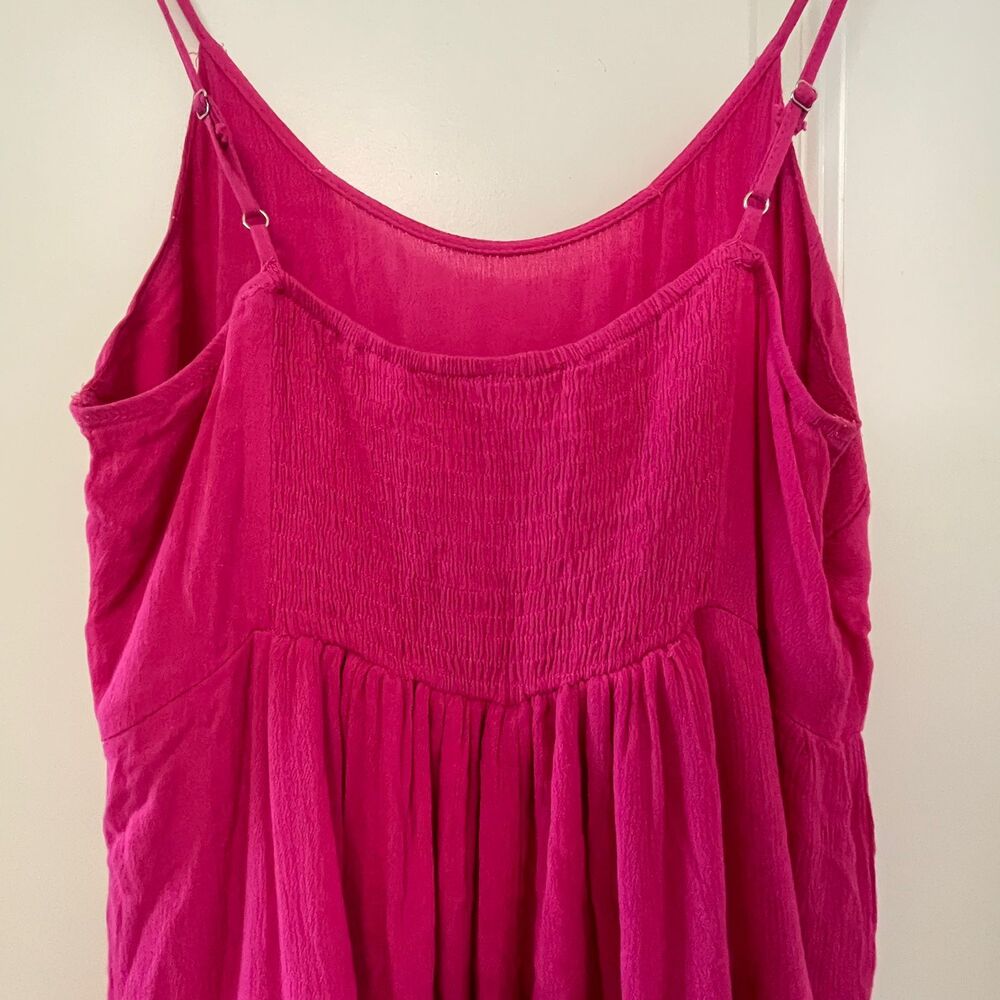 The Impeccable Pig Pink Tiered Dress M Medium Tie Front Smocked Backless Sun - Picture 5 of 10